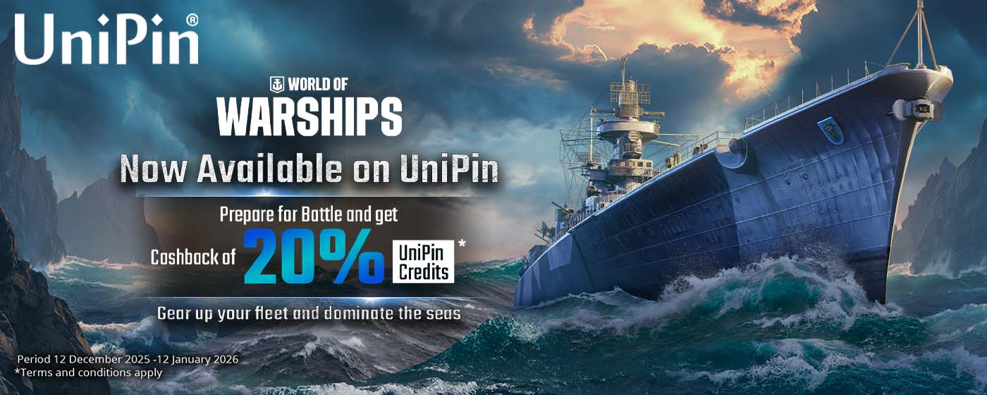 World of Warships is Now Available on UniPin! Join the Battle and Get Cashback up to 20% UniPin Credits